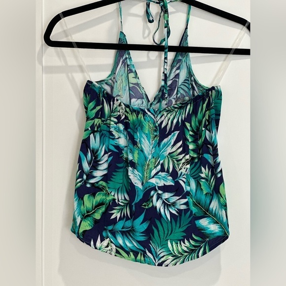 Derek Heart Halter Top Tropical Green Small Vacation Resort Beachy Hawaiian Boho - Picture 2 of 6